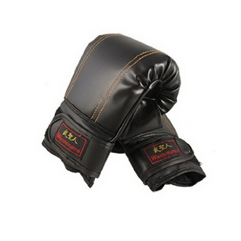 2pcs/set New Arrival Child Faux Leather Sports Boxing Training Gloves Black High Qualityleather
