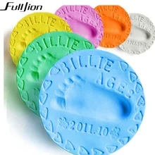 Fulljion 9 Color Baby Care Air Drying Soft Clay Baby Handprint Footprint Imprint Kit Casting Parent-child hand inkpad fingerprnt