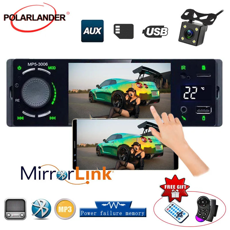 

POLARLANDER Autoradio Car radio 1din 4.1" touch screen auto audio mirrorlink stereo bluetooth usb aux player for Android