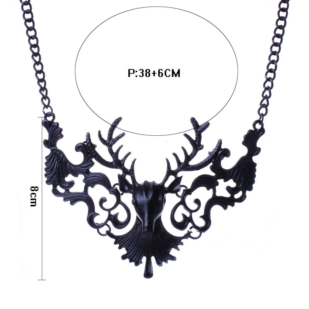 Lalynly, винтажное ожерелье с черной подвеской в виде оленя, ожерелье с черным воротником, женское массивное ожерелье, ювелирные изделия на Хэллоуин, XL58141