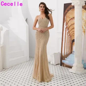 

Gold Sequins Mermaid Dubai Women Luxury Evening Dresses 2019 Sweetheart Lady Sparkly Formal Party Dress Reception Gowns