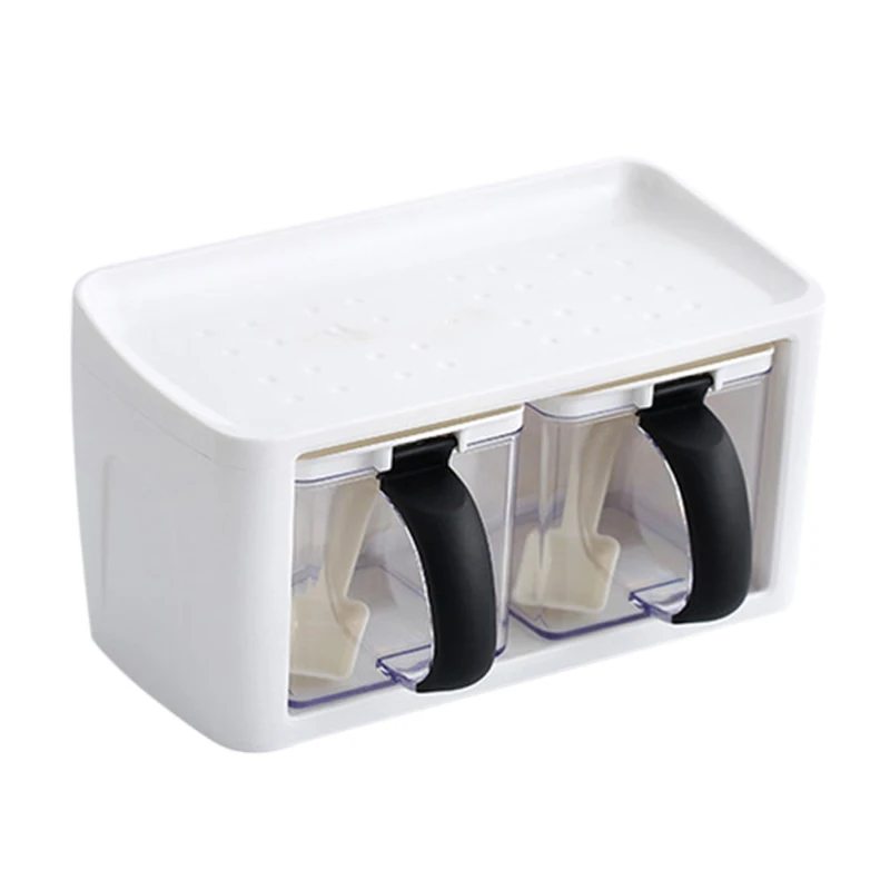 LUDA ящики для хранения приправ банка для специй бутылка с ручкой и ложкой Кухонный Контейнер для хранения трав инструменты для специй - Цвет: White