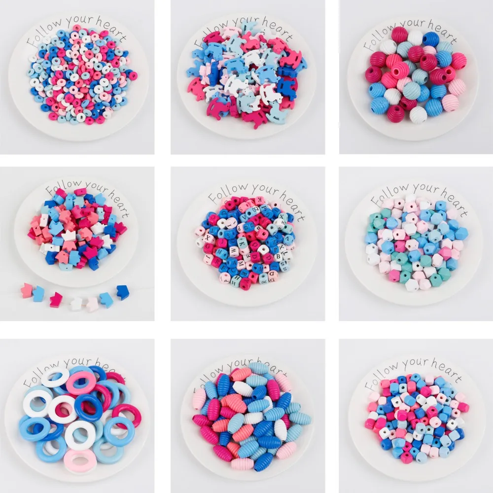 

Mixed Colors Multi Shape Heart Star letter beads Space Round Wooden Beads for Charms Bracelet Necklace For Jewelry Making DIY