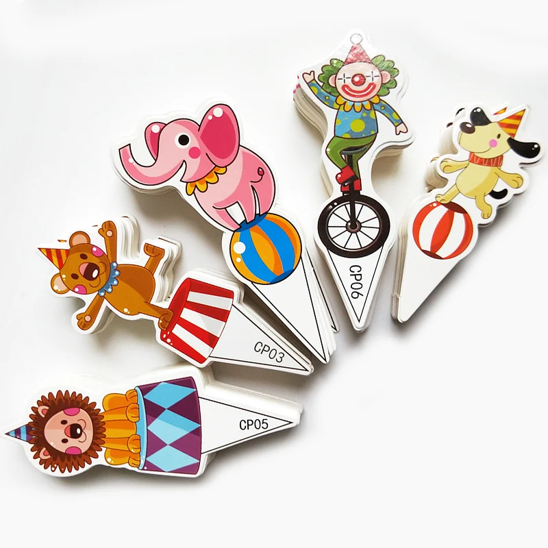 

50pcs/pack Big Cartoon Circus Clown Party Supplies Paper Cupcake Toppers fix color for Kids Boy Birthday Party Decorations