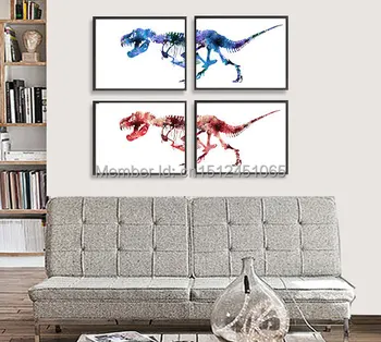 

New modern Dinosaurs Bones Trex Painting print on canvas wall art kids room wall decor Watercolor Art Print home Decor /PT0440