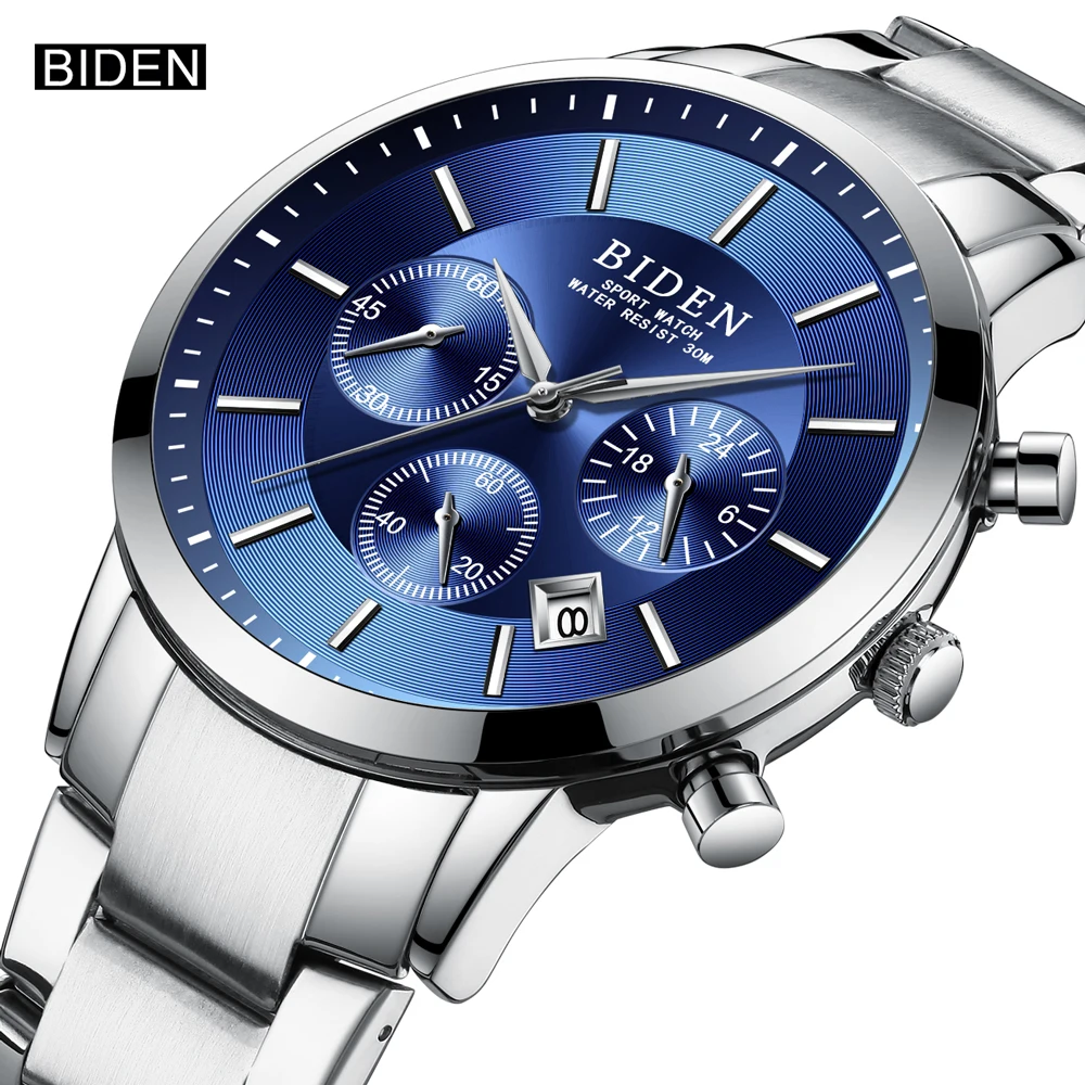 

BIDEN Top Brand Men Fashion Sport Quartz Watches Clock Luxury Full Steel Waterproof Business Wrist Watch Relogio Masculino