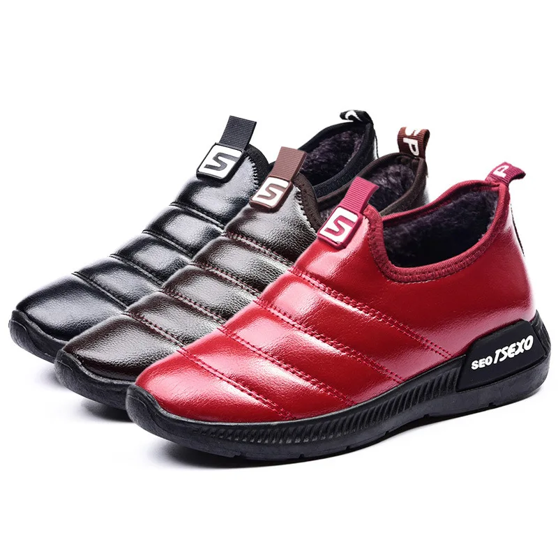 

Women Shoes Winter Snow Boots Waterproof Platform Plush Warm Ankle Boots Winter Female Lady Leather Shoes Black Flats sneakers