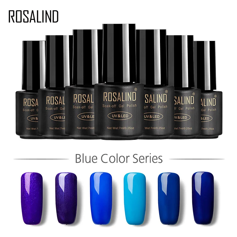 

ROSALIND Gel1S 7ML Blue Color Series Gel Nail Polish For Nail Extension UV LED Gel Varnishes Design Nail Art Primer Top Manicure