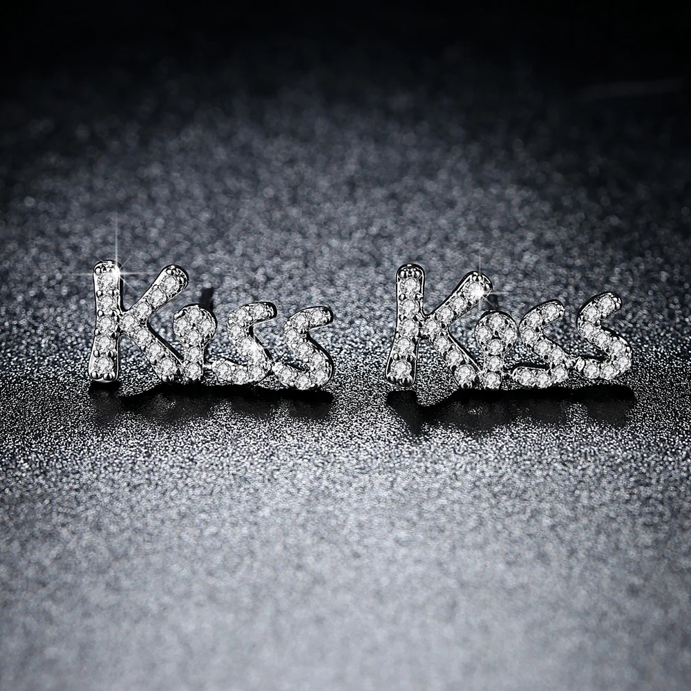 Fashion Jewelry Luxury Sliver Earring for women kiss cute silver Plated earrings PFUAXLWK | Украшения и аксессуары