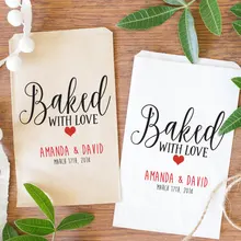 Пользовательские запеченные с любовью крафт Свадебные Конфеты стол лечить подарок бар лепесток бросить сумки свадебный душ Bakery Cookie пользу Сумки