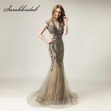 Уникальные блестящие платья знаменитостей Роскошные женские модные платья из тюля Длинные вечерние платья с v-образным вырезом OL430