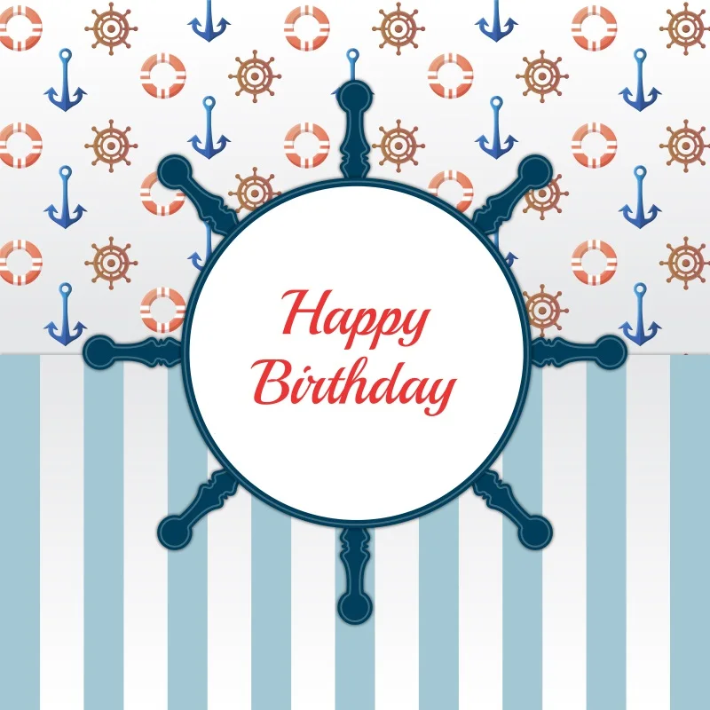 

Laeacco Cartoon Stripes Rudder Anchor Baby Child Birthday Photography Backgrounds Custom Photographic Backdrops For Photo Studio