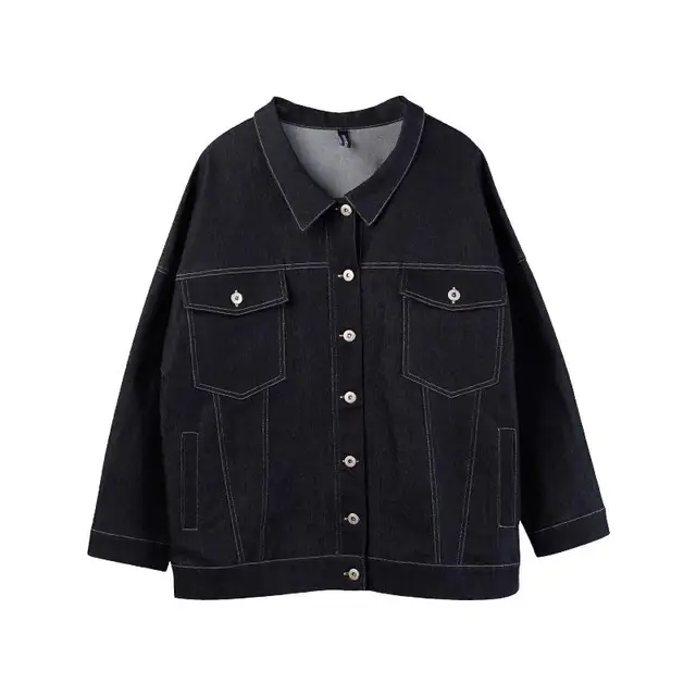 Plus Size 4XL Black Denim Jacket 2018 New Fashion Coat Women Large Size Winter Jacket Ladies
