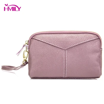 

HMILY Female Clutch Phone Bag Genuine Leather Day Clutch Wallet Simple Style Hand Bag Ladies Cowhide Purse Daily Shopping Bag