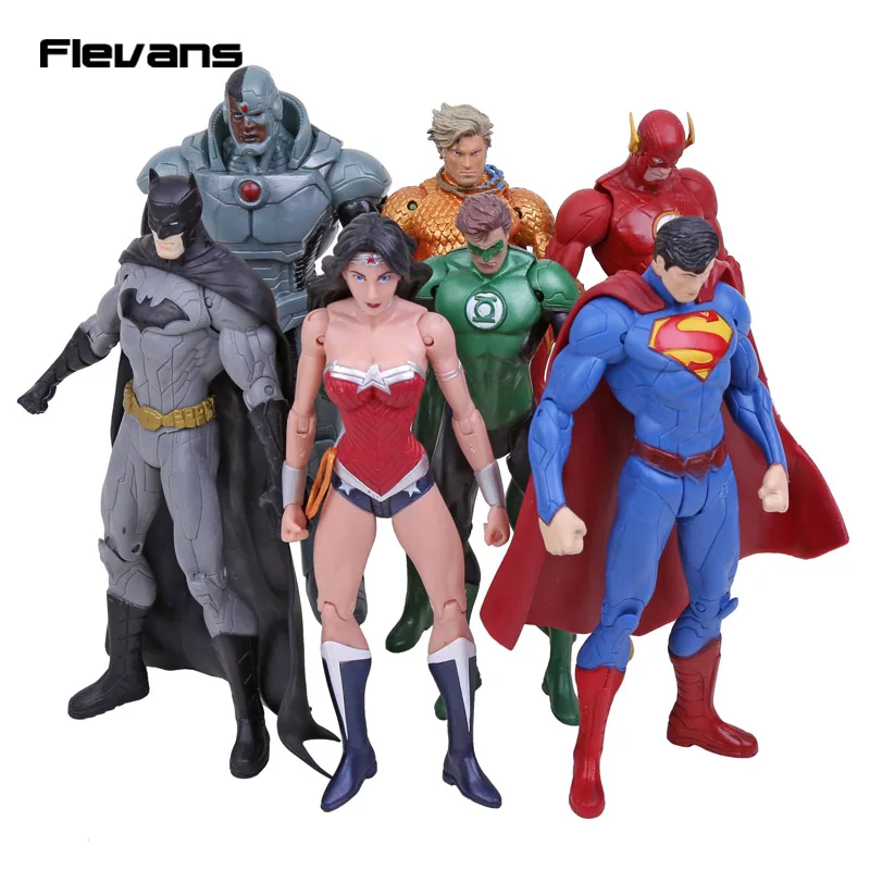 

DC Comics Superheroes Toys 7pcs/set Superman Batman Wonder Woman The Flash Green Lantern Aquaman Cyborg PVC Figures