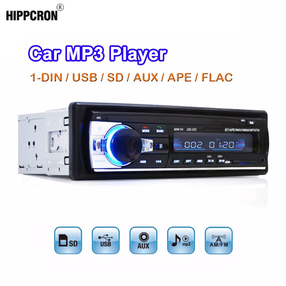 

Hippcron Hp MP3 Player FM Car Radio Stereo Audio Music USB SD Digital Bluetooth with In Dash Slot AUX Input