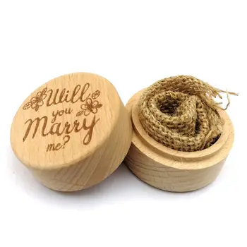 

Personalized Engraving Rustic Wedding Wooden Ring Box Jewelry Trinket Storage Container Holder Custom Will You Marry Me Rings