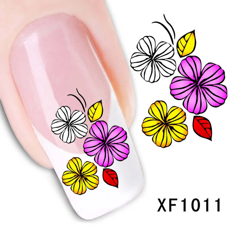 ELECOOL, многоцветные наклейки для дизайна ногтей, наклейки, Переводные цветы, штамп, сделай сам, для украшения ногтей, временные татуировки