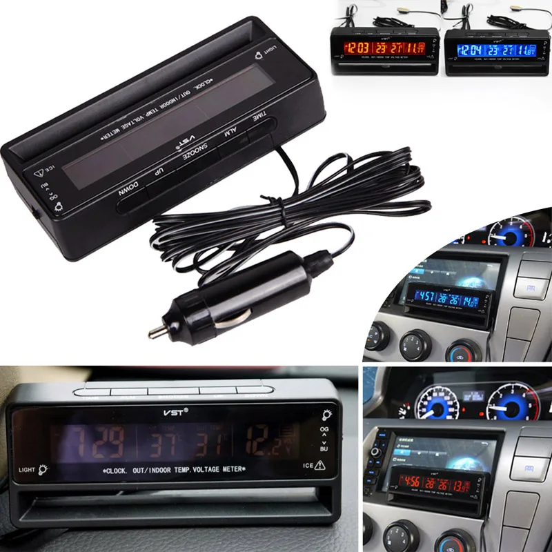 3 in 1 Auto Car Clock Thermometer voltmeter auto accessories Car Thermometer Voltage Temperature Monitor hours in the car watch 
