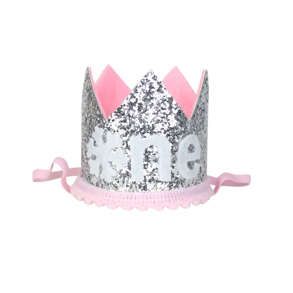 Birthday Party Pink and Gold Snow Snowflake Party Hat Girl Winter Birthday Party Winter Birthday| Birthday Hat