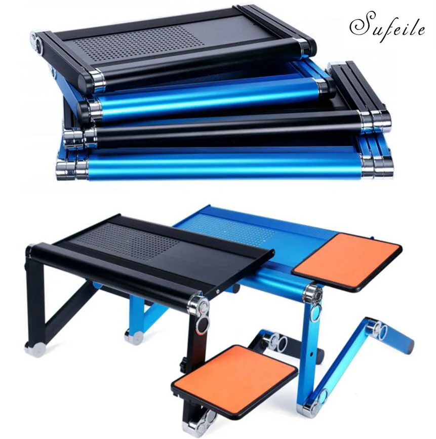  SUFEILE Super Popular Laptop Desk 360 Degree Adjustable Folding Laptop Notebook PC Desk Table Gold 
