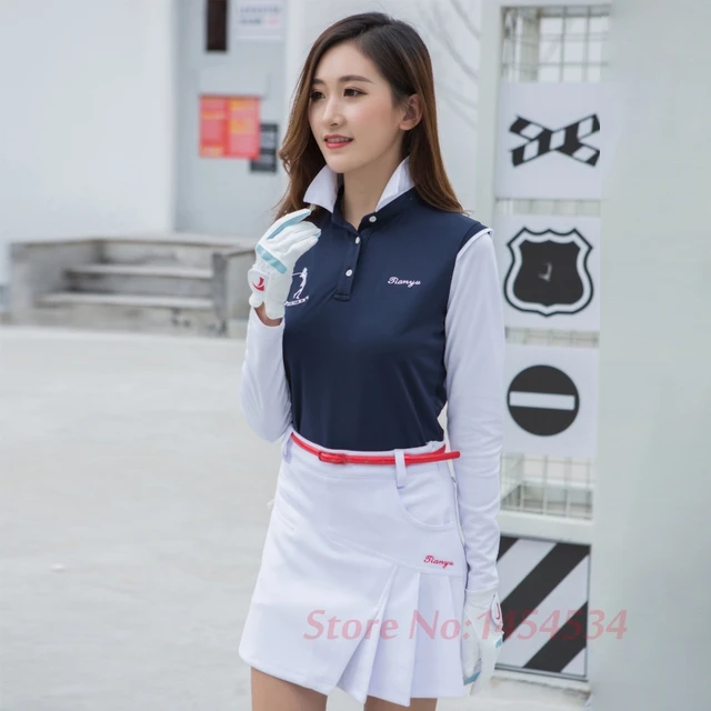 2018 New Lady Tops Fit Spring Summer Long Sleeved Shirt Stitching Sportswear Golf/Tennis Clothes Jerseys Bottom Polo T-shirts 1