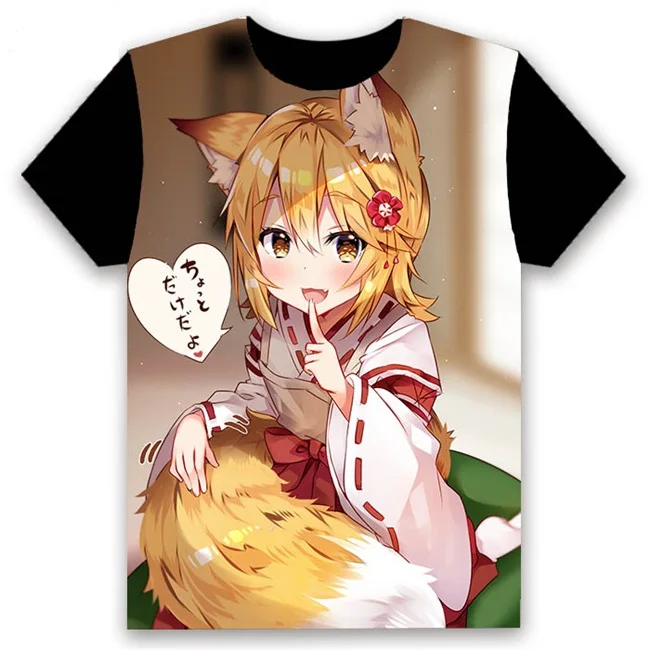 Модная мужская футболка, аниме Sewayaki Kitsune no Senko-san Nakano, косплей, короткий рукав, унисекс, повседневная черная футболка, Harajuku, топы - Цвет: 16