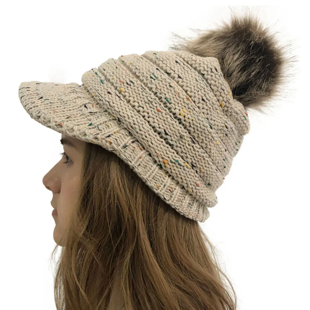 Зимние женские вязаные шапки простые вязаные зимние шапочки Женские из полиэстера мягкие теплые шапочки Hairball теплая шерстяная шапка уличная шапка s BL5