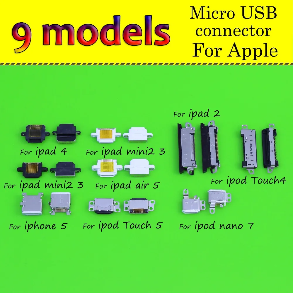 

New Charge socket data power socket usb jack MINI micro usb connector charging port for Apple for iPad 4/mini2 3/air 5/Touch 5