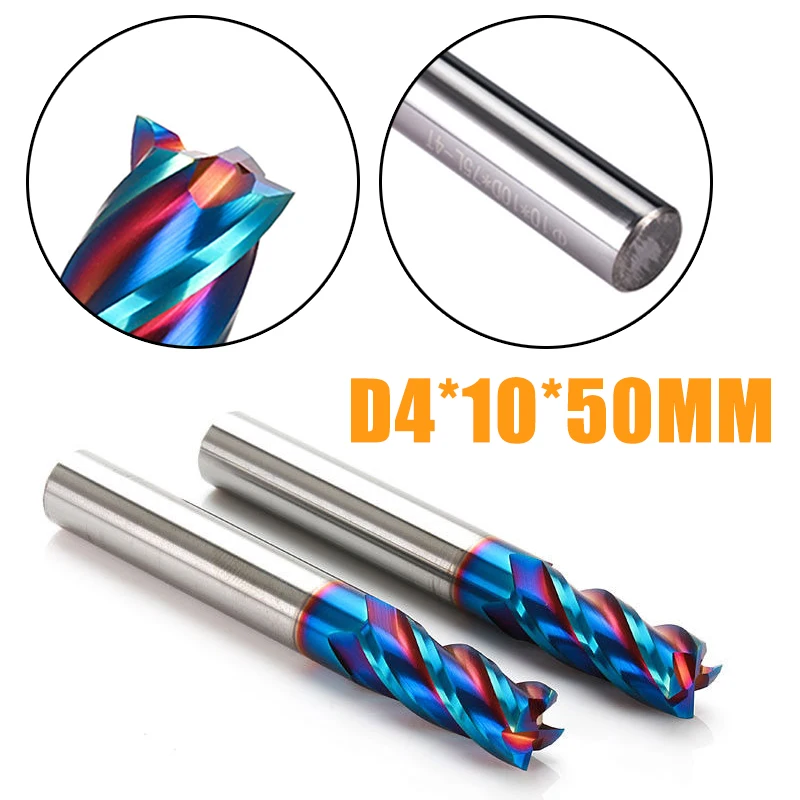 

1Pc End Mill 4mm Carbide End Mill HRC65 Degree 4F Nano Tungsten Carbide End Mill Milling Cutter D4x10x50mm Mayitr