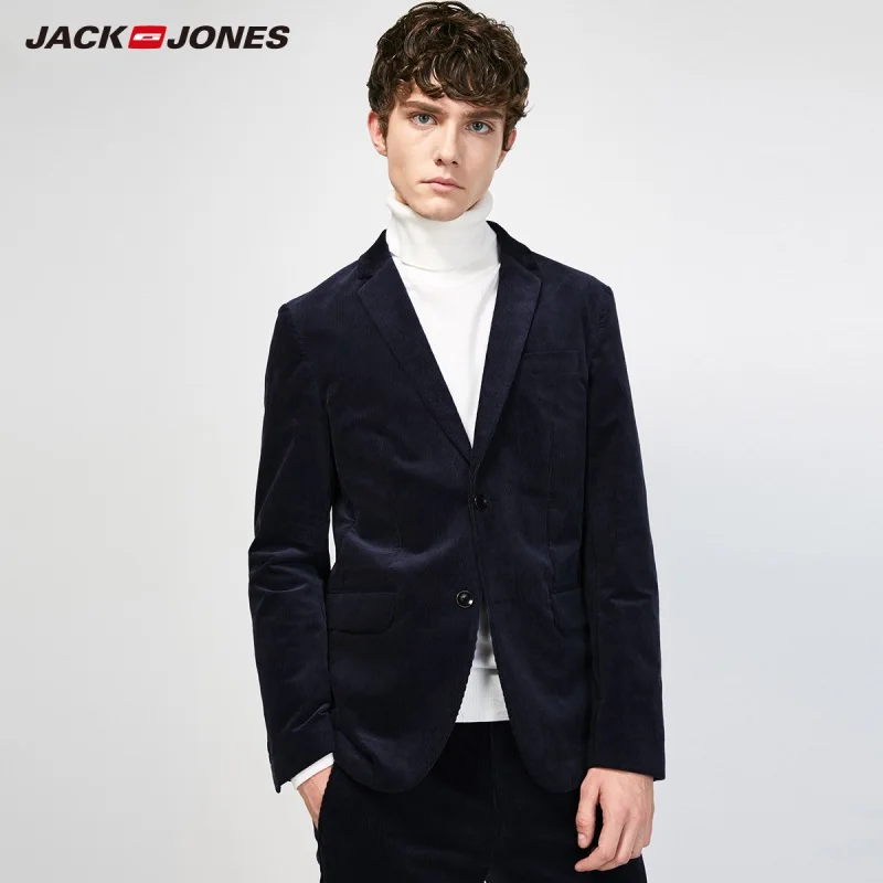 

JackJones Men's British-style Corduroy Fabric Slim Fit Suit Jacket Solid Color Smart Casual Blazer City Style-217308515