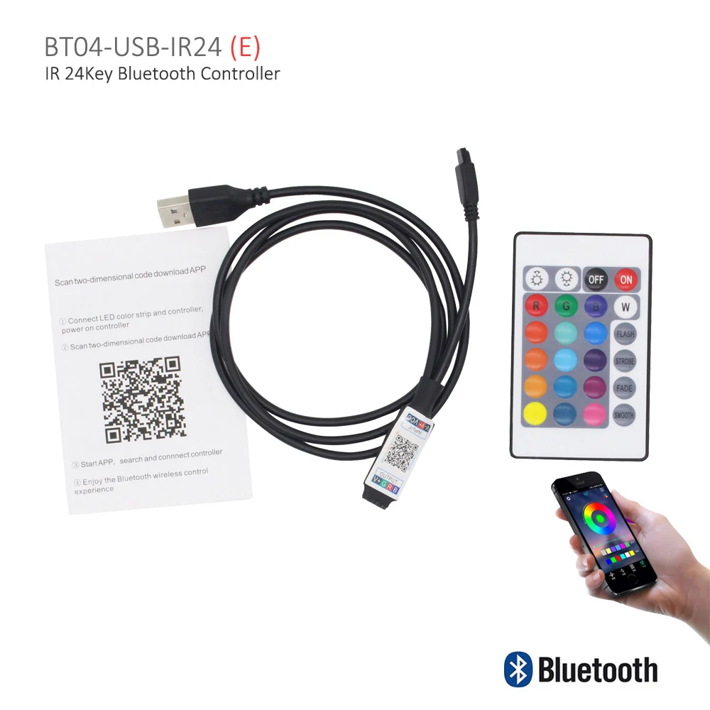 Bluetooth светодиодный контроллер USB RGB 5 в 12 В 24 В DC мини приложение умный музыкальный контроллер IOS Android телефон беспроводной ИК 24 ключ контроллер