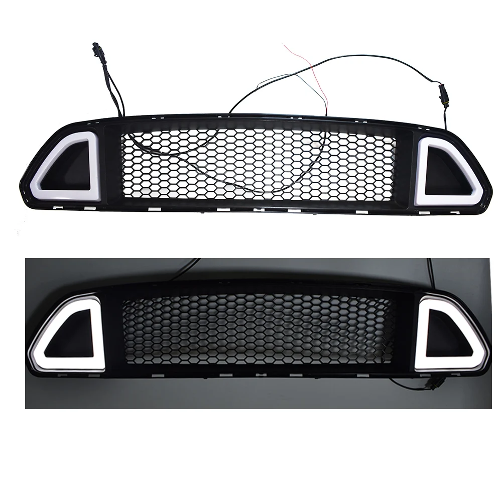 

Front Hood Grill Upper Grille w/ DRL White LED Light For Ford Mustang 2015-2017