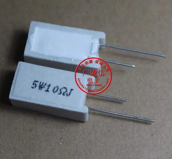 50PCS 5W cement resistance 5W10RJ 5W 10R 10 Euro vertical power ...