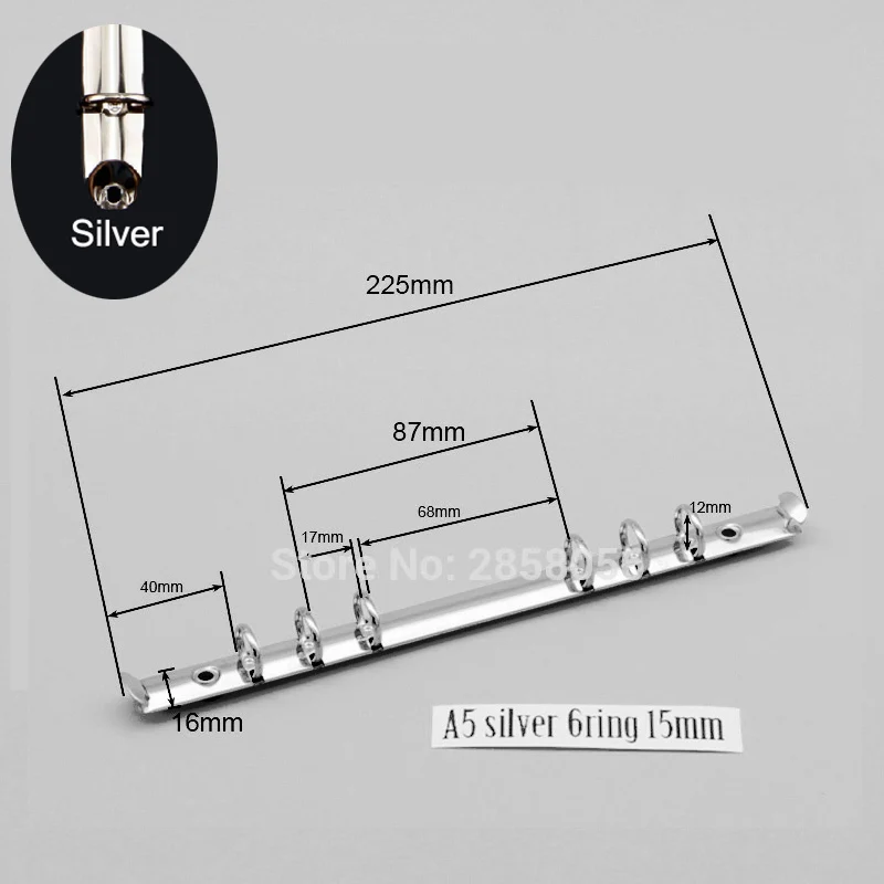 285 240 205 A4 A5 A6 A7 B5 металлический винтовой зажим для бумаги, на возраст 2, 3, 4, 6, 9 20 26 кольца записная книжка папка из серии сделай сам ноутбук птрушки - Цвет: A5 silver 6ring 15mm