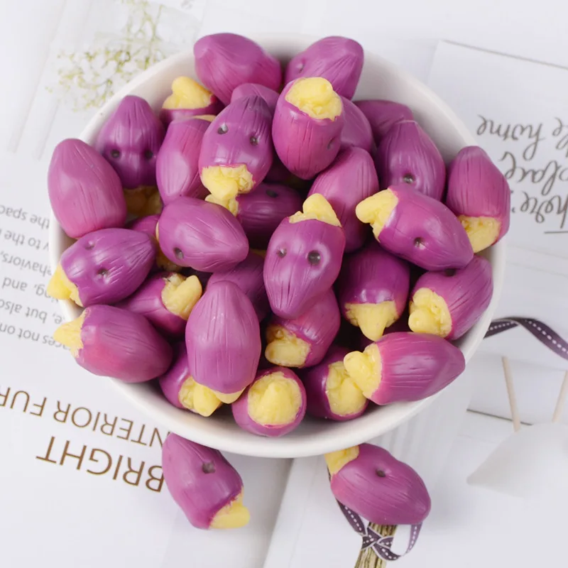 

1 Piece Cute Simulation Purple Potato Model Mini Statue Figurine Crafts Ornament Miniatures Phone Pendant Necklace Earring DIY