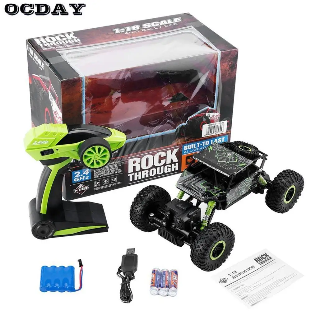 OCDAY 2,4 GHz RC автомобиль 4WD Рок Гусеничный ралли скалолазание автомобиль 4x4 двойные двигатели Bigfoot автомобиль пульт дистанционного управления модель внедорожника игрушки - Цвет: Green