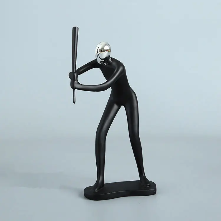 [Crafts] Modern Abstract Sculpture Sports Golf player Golfer figure model Statue Art Carving Resin Figurine Home Decorations - Цвет: Baseball player