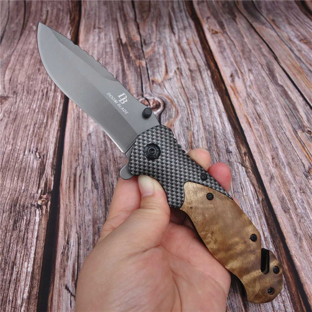 

Gray Steel Folding Knife Tactical Hunting Survival 5CR15MOV EDC Pocket Knives Utility Camping Outdoor Combat Portable Multi Tool