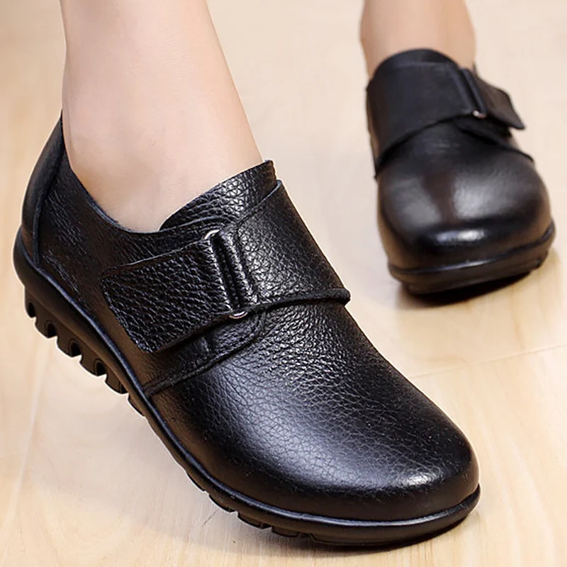 

Women's shoes made of genuine leather hook & loop casual style shallow flat shoes spring/autumn ballerina flats