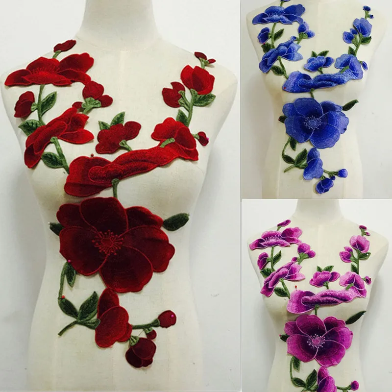 

1PC Big Embroidery Flowers Patches for Clothing Sewing on Garment Applique Embroidery DIY Accessories Collar Patches