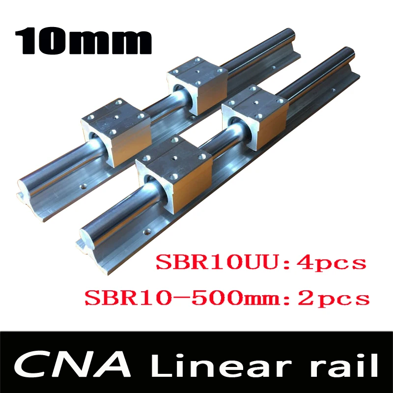 2pcs SBR10 L 500mm linear rail support with 4pcs SBR10UU guide auminum bearing sliding block cnc parts | Обустройство дома
