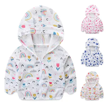 

1-5T Girls Jackets for Boys New Summer&Autumn Children Jackets Print Casual Hooded Sun Protection Solid Kids Outerwear Coats