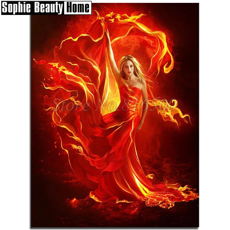 DIY 5D Diamond Mosaic Beauty and Fire Handmade Painting Cross Stitch Kits Rhinestones Embroidery Pattern 189089 | Дом и сад