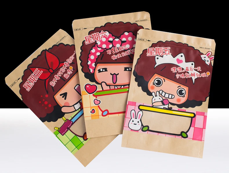 1 visible,transparent,packaging,resealing,pattern,colored Print,character,Cartoon,portable,kraft paper,storage,food,nuts,casual bag,biscuit,candy,standing,zipper,ziplock (6)