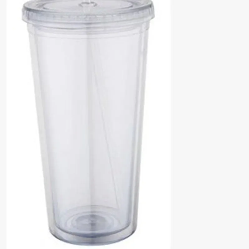 2015 China wholesale 16oz Double Wall Clear Plastic Tumblers with Lids