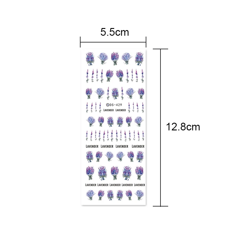 1 лист цветок серии наклейка на ногти водная наклейка весна свежий Лаванда дизайн ногтей перевод рисунка наклейки для дизайна ногтей украшения