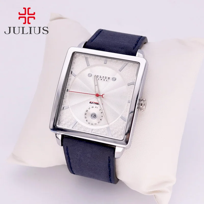 

Thick Leather Men's Watch Japan Quartz Hours Retro Fashion Dress Clock Bracelet Boyfriend Birthday Gift Julius 023