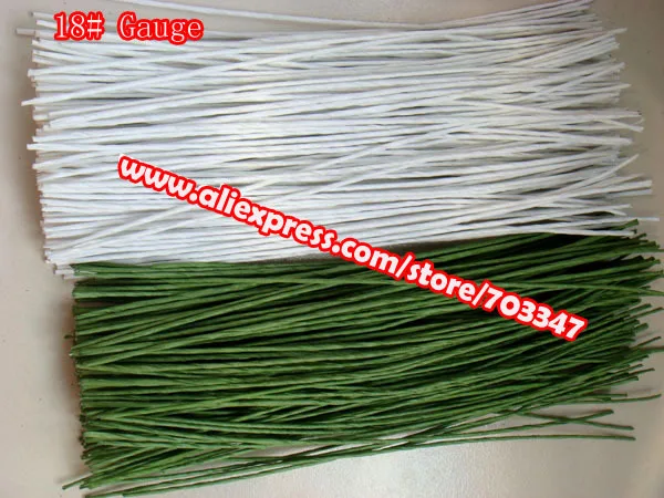 Big Order Big Discount!! 600pcs X 18# Gauge Floral Stem Wire 11.4" In  Green And White *Free Shipping*