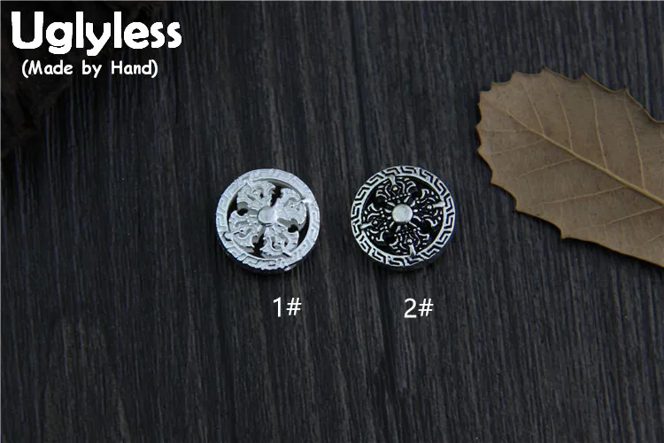 

Uglyless Real 925 Sterling Silver Buddhism Vajra Beading Accessories Jewelry DIY Hollow Round Spacer Bead Ethnic Findings Bijoux